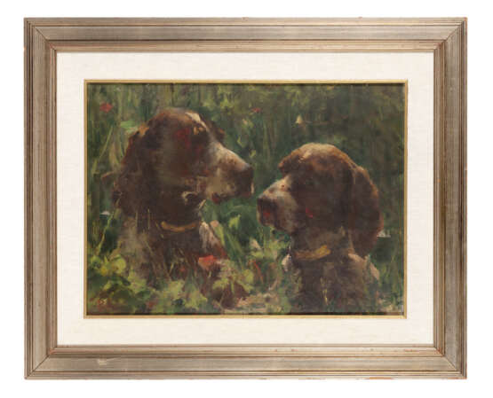 "Cani a caccia" | olio su tela (cm 48x66) | Firmato in basso a sinistra | Al retro: tracce di cartiglio | In cornice - photo 2