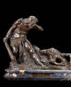 Augusto Rivalta. "La prima morte" | scultura in bronzo (cm 42x36x30) poggiante su base in marmo nero venato | Firmata alla base