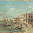 "Bacino di San Marco" | olio su tela applicata a compensato (cm 27x32) | Firmato in basso a destra | In cornice - Archives des enchères