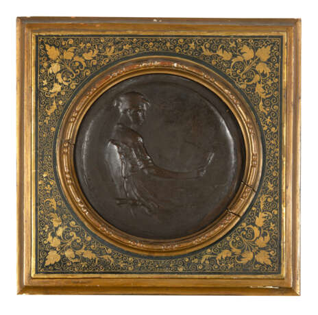 "La lettura" | bassorilievo in bronzo (d cm 21) | Firmato in basso a destra | In cornice - фото 1