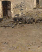 Акилле Бефани Формис. "Il cortile" '99 | olio su tavola (cm 29x59) | Firmato e datato in basso a sinistra | In cornice