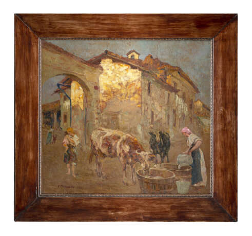 "Scena di paese"  | olio su tela (cm 59x64) | Firmato in basso a sinistra | In cornice - photo 2