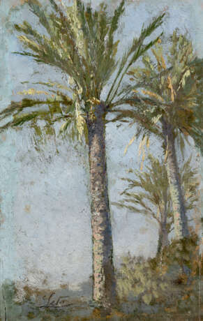 "Palme" | olio su tavola (cm 21,5x13) | Firmato in basso a sinistra | Al retro: timbro | In cornice | | Provenienza | Raccolta Giosi, Napoli - фото 1