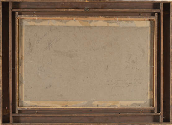 "Il gregge" | olio su cartone pressato (cm 45x70) | Firmato in basso a destra | Al retro: dedicato e datato 19 maggio 1910 | In cornice - photo 3