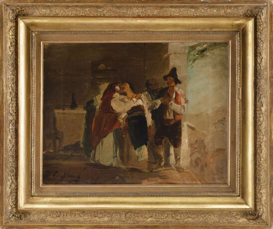 "Studio per "Festa di fidanzamento" | olio su tela (cm 34x44) | Firmato in basso a sinistra | In cornice - Foto 2