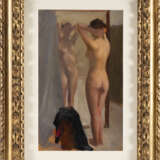 "Allo specchio" | olio su tavola (cm 40x25) | Al retro: firmato e dedicato | In cornice - Foto 2