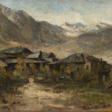 "Case di montagna" | olio su tela (cm 31x45) | Siglato in basso a destra | In cornice - Archives des enchères