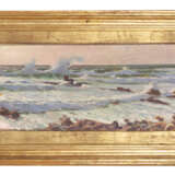 "Marina" 1927 | olio su tela applicato a tavola (cm 24x58) | Firmato e datato in basso a sinistra | In cornice | (difetti) - Foto 2
