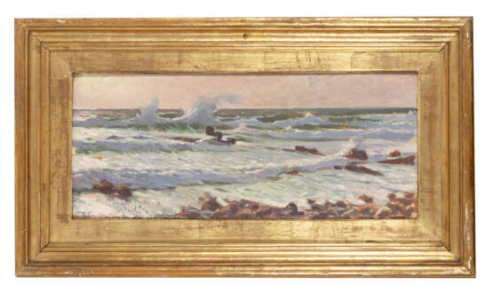 "Marina" 1927 | olio su tela applicato a tavola (cm 24x58) | Firmato e datato in basso a sinistra | In cornice | (difetti) - фото 2