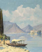 Roberto Marcello Baldessari. "Lago Maggiore con l'Isola dei Pescatori" | olio su tela (cm 71x101) | Firmato in basso a destra | In cornice