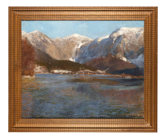 "Lago alpino" 1899 | olio su tela (cm 60x74) | Firmato e datato in basso a destra | In cornice - Foto 2