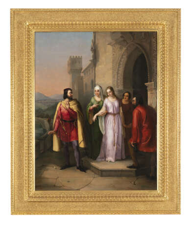 "Incontro" 1843 | olio su tela (cm 81x61) | Firmato, locato Venezia e datato in basso a sinistra | In cornice - Foto 2