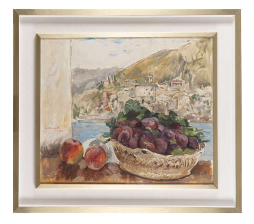 "Composizione con cesta di prugne" 1940 | olio su tela (cm 50x60) | Firmato e datato a sinistra | In cornice - photo 2
