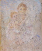 Pio Semeghini. "Maternità" 1959 | olio su compensato (cm 25x20) | Firmato e datato in basso a destra | Al retro: studio per "Crocefissione"; firmato in basso a destra | In cornice