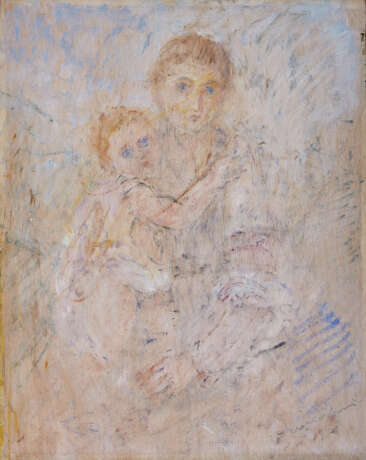 "Maternità" 1959 | olio su compensato (cm 25x20) | Firmato e datato in basso a destra | Al retro: studio per "Crocefissione"; firmato in basso a destra | In cornice - photo 1