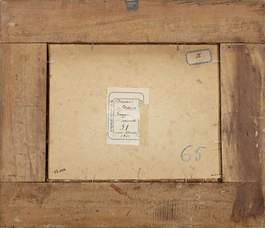 "Gregge impaurito" 1913 | olio su carta applicata a cartone (cm 11,5x17) | Firmato in basso a sinistra | Al retro: cartiglio del pittore con titolo e data | In cornice - фото 3