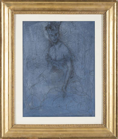 "Ritratto dell'attrice Alice Regnault" 1884 | disegno a matita su carta azzurra applicata a cartoncino (cm 41x29) | Firmato e datato in basso a sinistra | In cornice | (difetti) | | Si ringrazia Roberto Capitani per aver dato parere favorevole - фото 2