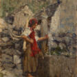 "Alla fonte" | olio su tela (cm 60x40) | Firmato in basso a destra | Al retro: cartiglio | In cornice | | Provenienza | Galleria d'Arte Montecatini Terme - Auction archive