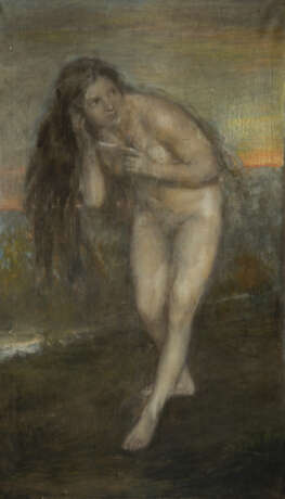 "La ninfa" | olio su tela (cm 174x98) | Firmato in basso a destra | In cornice | (difetti) - фото 1