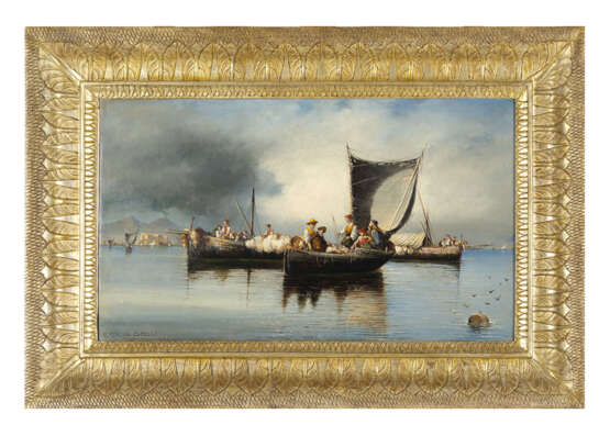 "Pescatori nel Golfo di Napoli" 1888 | olio su tela (cm 36x61) | Firmato, locato Napoli e datato in basso a sinistra | In cornice - photo 2