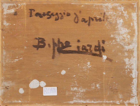 "Paesaggio d'Aprile" | olio su tavola (cm 30x38,5) | Firmato in basso a sinistra | Al retro: firmato e titolato | In cornice - фото 3