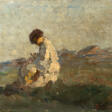 "Gioie materne" | olio su tavola (cm 24,5x30) | Firmato in basso a destra | Al retro: "studio per figura" | In cornice - Auction prices