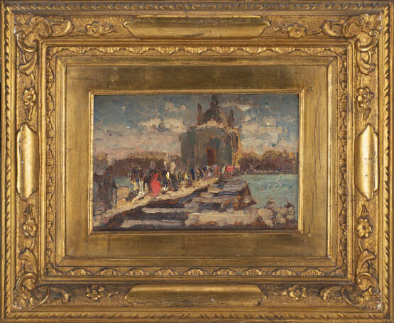 "Redentore" 1928 | olio su tavola (cm 15x23) | Firmato in basso a destra | Al retro: firmato, titolato e datato | In cornice - Foto 2
