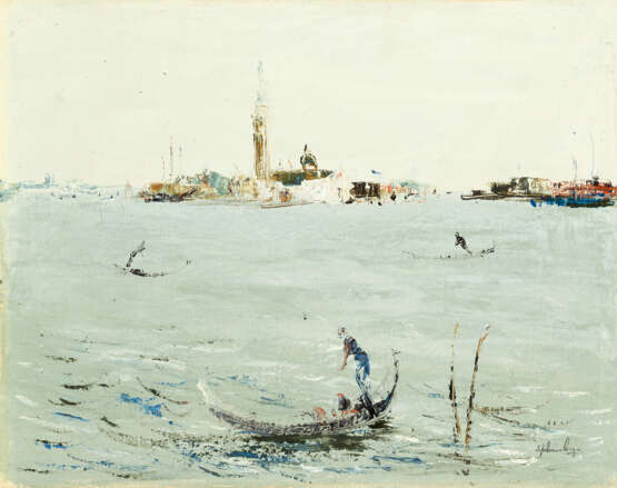 "Bacino di San Marco con l'Isola di San Giorgio" | olio su tela (cm 35x45) | Firmato in alto a destra | In cornice - фото 1