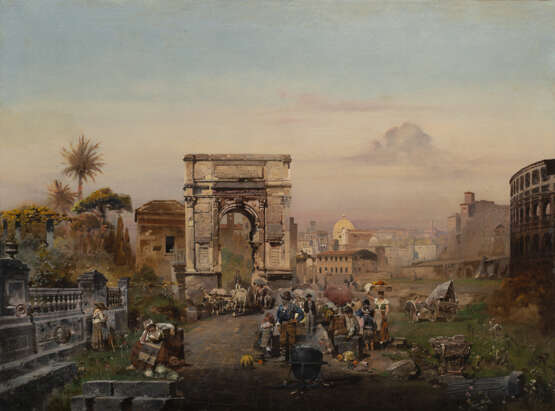 "Roma, Campo Vaccino" 1892 | olio su tela (cm 74x100) | Firmato e datato in basso a destra | In cornice - Foto 1