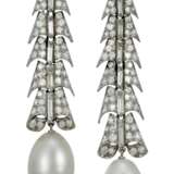 ART DECO NATURAL PEARL AND DIAMOND EARRINGS - фото 1