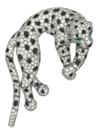 CARTIER DIAMOND, ONYX AND EMERALD `PANTH&#200;RE` CLIP-BROOCH - Foto 2
