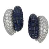 VAN CLEEF & ARPELS SAPPHIRE AND DIAMOND ‘MYSTERY-SET’ EARRINGS - фото 1