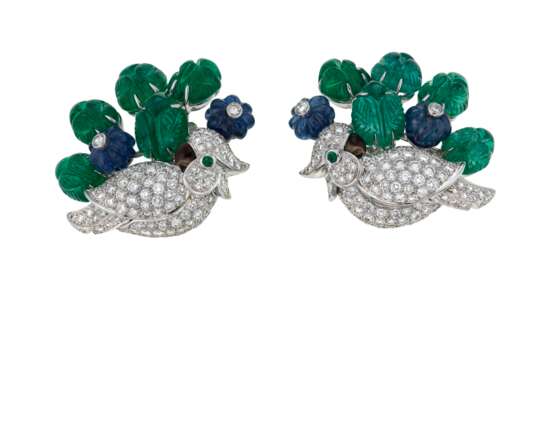 CARTIER DIAMOND AND MULTI-GEM `PARADIS` EARRINGS - photo 1