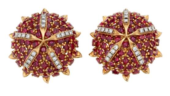 TIFFANY & CO., JEAN SCHLUMBERGER RUBY AND DIAMOND EARRINGS - photo 1