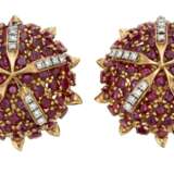 TIFFANY & CO., JEAN SCHLUMBERGER RUBY AND DIAMOND EARRINGS - photo 1