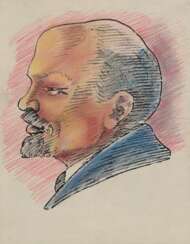 Tyrsa, N.A. Portrait of V.I. Lenin (option). 1930s. Ink, color on paper. pencils. 21x29.6 cm.