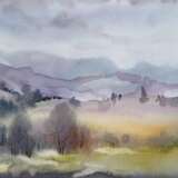 Painting “Mountain landscape in watercolor.”, Paper, Watercolor, Impressionist, Landscape painting, Russia, 2021 - photo 1