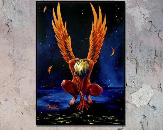 Oil painting “Orange angel”, Canvas, Mixed media, Expressionist, Fantasy, Russia, 2018 - photo 3