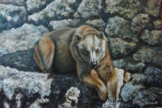 Oil painting, Painting “442 Teddy bear resting 40x60”, Canvas on the subframe, Oil paint, Contemporary realism, Russia, 2021 - photo 1