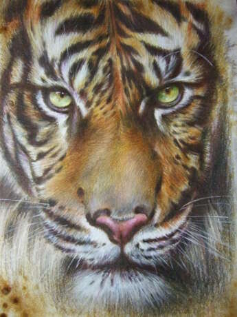 Gemälde „Jahr des Tigers.“, Papier, Gemischte Technik, Realismus, Animalistisches, Ukraine, 2021 - Foto 4