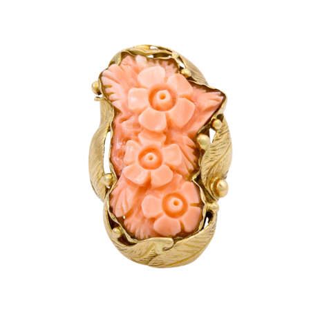 Ring mit floral geschnittener Koralle, - photo 2