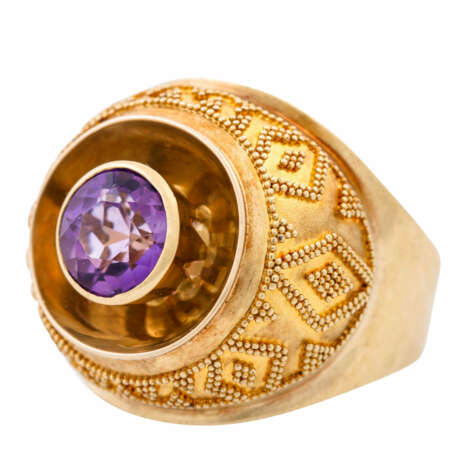 Ring mit Amethyst und feiner Granulation, - Foto 5