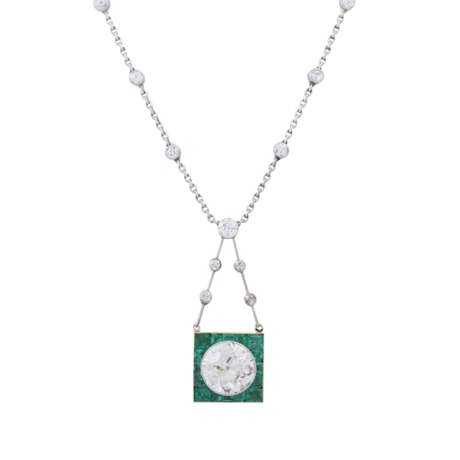 Art Déco wunderschönes Collier mit Diamanten und Smaragden, - photo 2