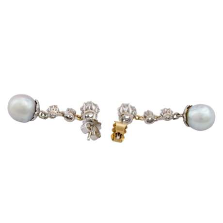 Ohrgehänge mit Diamantrosen und Perlen, - photo 4