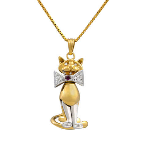 Anhänger "Kater" mit Rubin und Diamanten, zus. ca. 0,2 ct, - photo 2