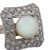 C'EST LAUDIER Ring mit Perle und ca. 40 Brillanten von zus. ca. 1 ct, - photo 5