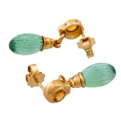 Ohrringe mit gelbem Saphir und grünem Turmalin - Foto 3