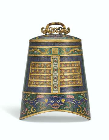 RARE ET IMPORTANTE CLOCHE ARCHAISANTE EN EMAUX CLOISONNES - Foto 1