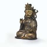 STATUE DE GUANYIN EN BRONZE LAQUE OR - photo 1