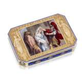 A SWISS ENAMELLED GOLD SNUFF-BOX SET WITH AN ENAMEL PLAQUE - Foto 1